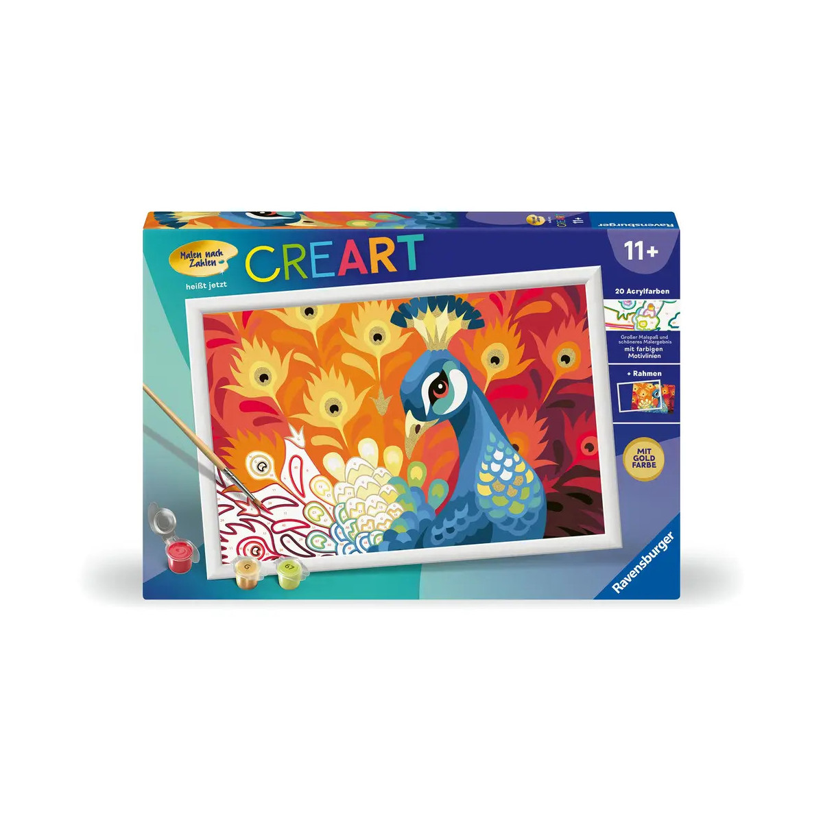 Ravensburger CreArt - Malen nach Zahlen 20000 - Stolzer Pfau - ab 11 Jahren