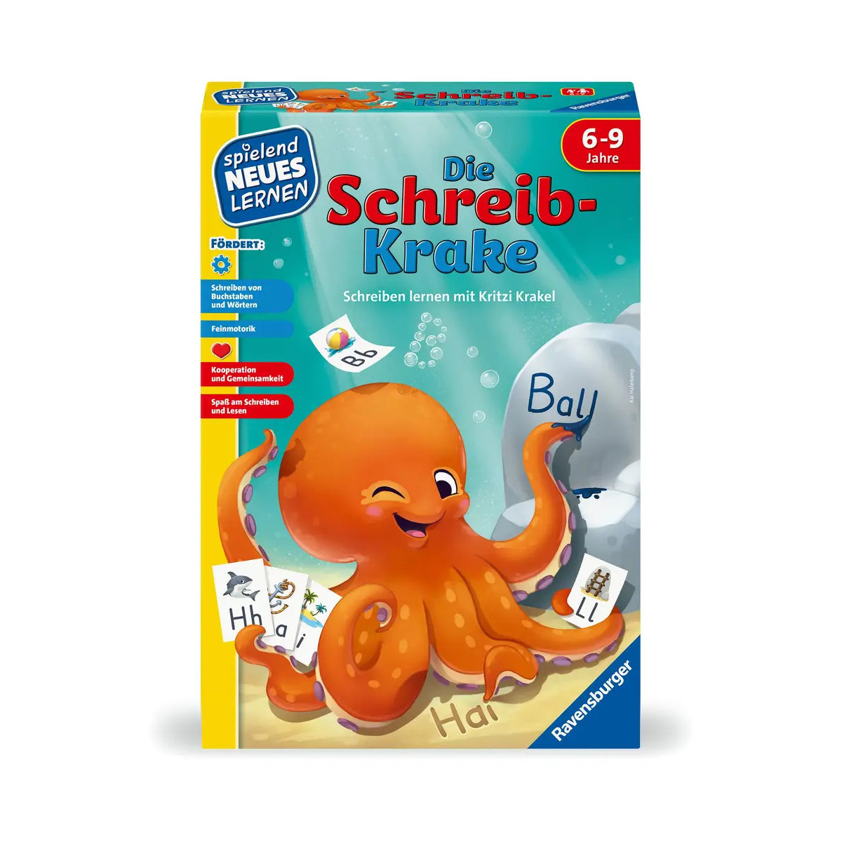 Ravensburger 24683 - Die Schreib-Krake - Lernspiel für Kinder, Schreiblernspiel für Kinder von 6-9 Jahren, für 1-4 Spi