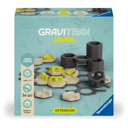 Ravensburger GraviTrax Junior Extension Multi Routes - Erweiterbare Kugelbahn für Kinder, Murmelbahn überwiegend aus n