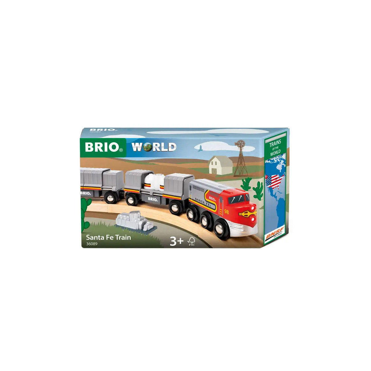 BRIO World – 36089 Trains of the World Santa Fe Zug | Spielzeugzug für Kinder ab 3 Jahren