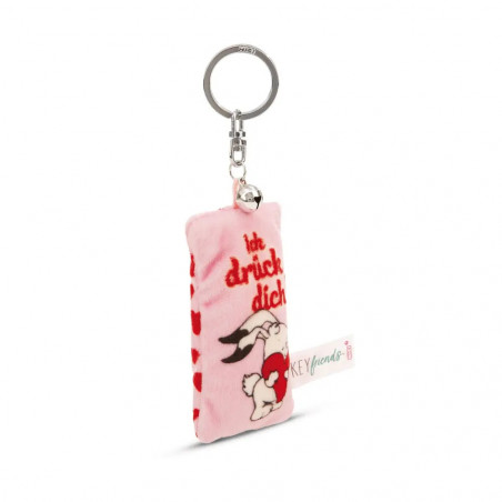 Schlüsselanhänger Mini Plüschkissen   Ich drück dich!   m. Glöckchen