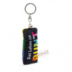 Schlüsselanhänger Mini Plüschkissen   Das Leben ist bunt   m. Glöckchen