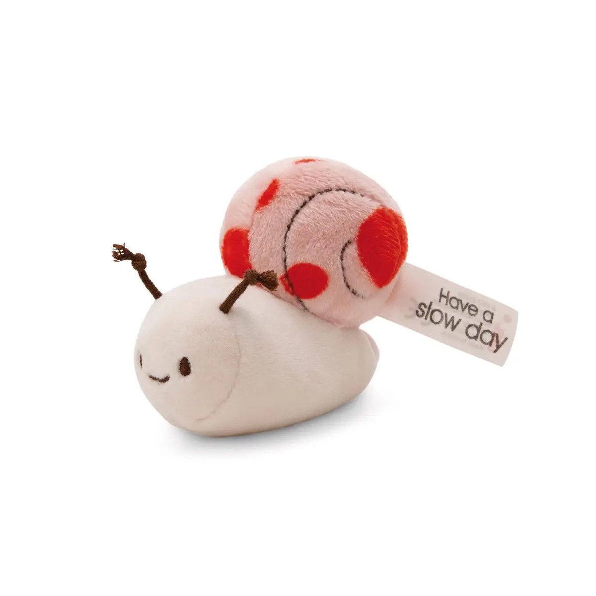 Kuscheltier Korallfarbene Schnecke m. Botschaft   Have a slow day