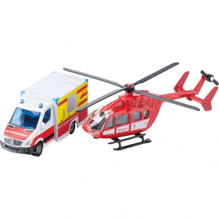 SIKU MB Rettungswagen und Helikopter