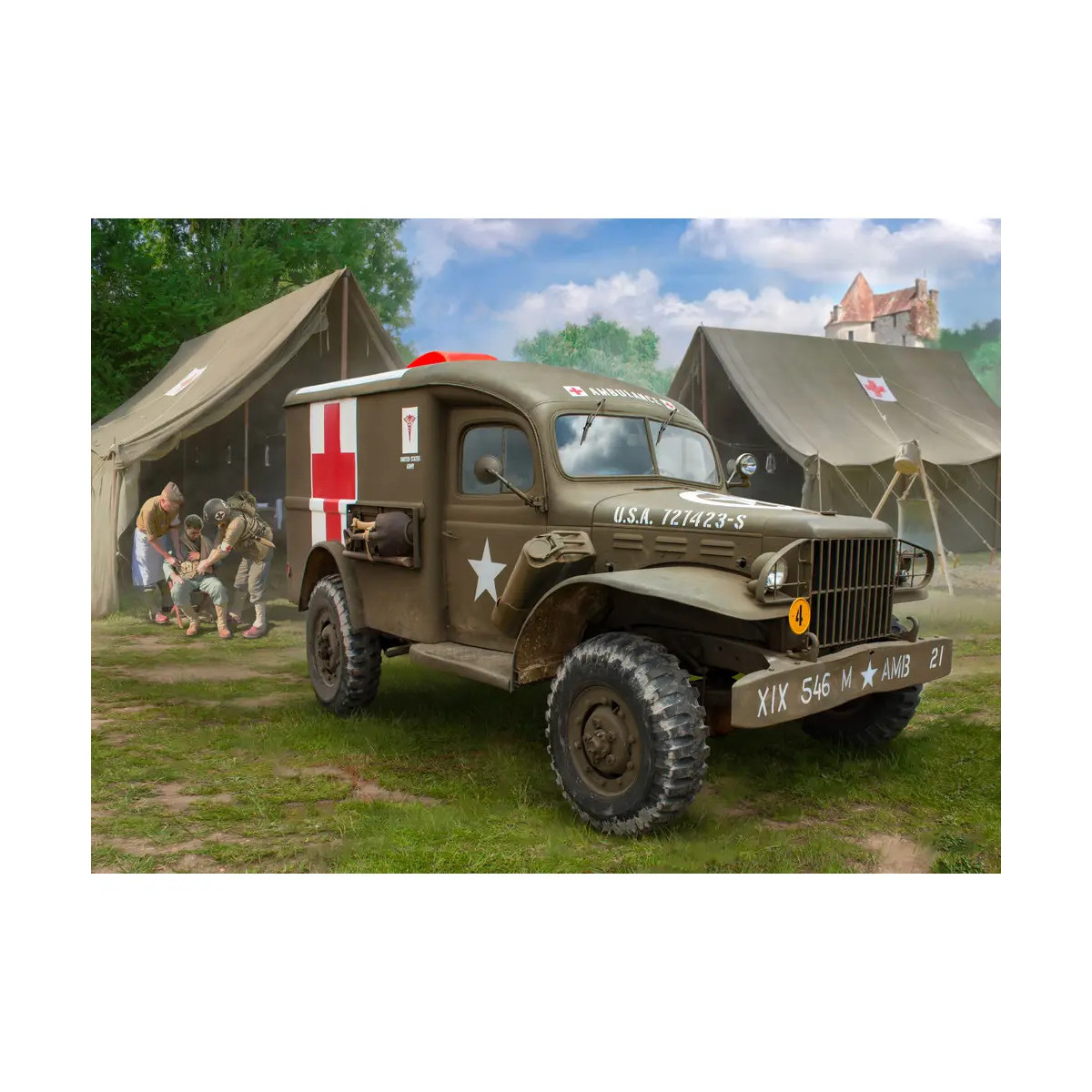 ZVEZDA 1 35 WC-54 Ambulance. Plastikmodellbausatz eines US-amerikanischen WWII Jeeps als Ambulanz-Fahrzeug