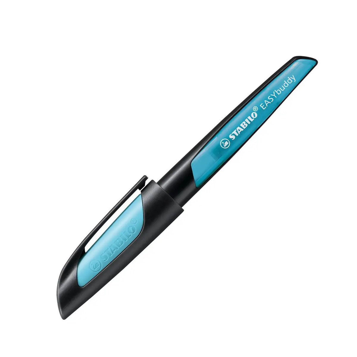 Schulfüller mit Standard-Feder M - STABILO EASYbuddy in schwarz himmelblau - Schreibfarbe blau (löschbar) - Einzelstif