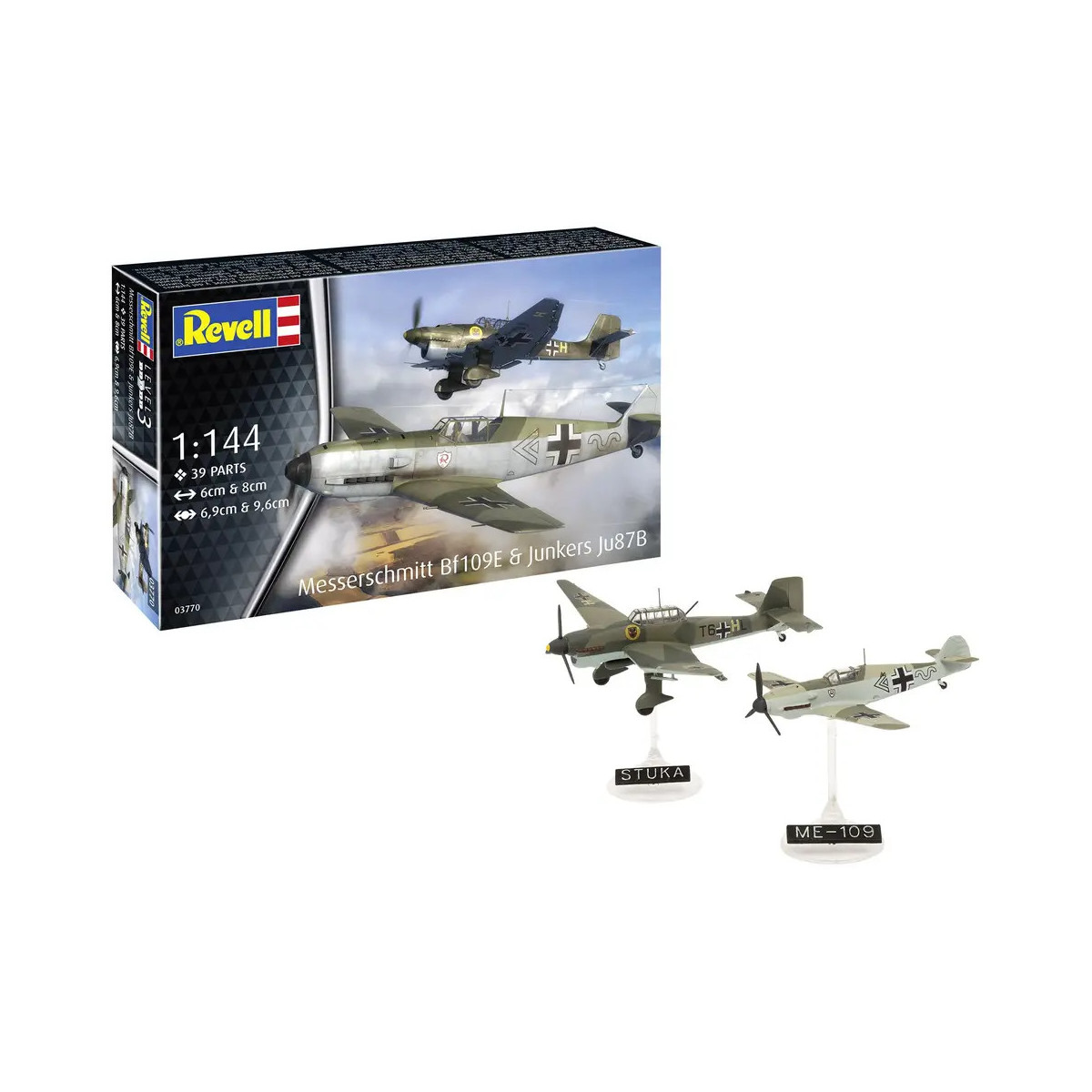 Model Set Messerschmitt Bf109E & Ju87B Stuka, Revell Modellbausatz mit Basiszubehör