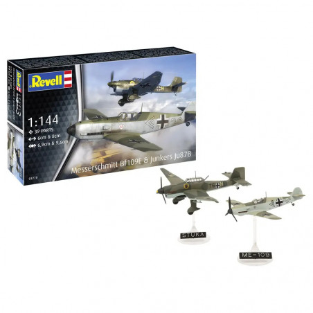 Model Set Messerschmitt Bf109E & Ju87B Stuka, Revell Modellbausatz mit Basiszubehör