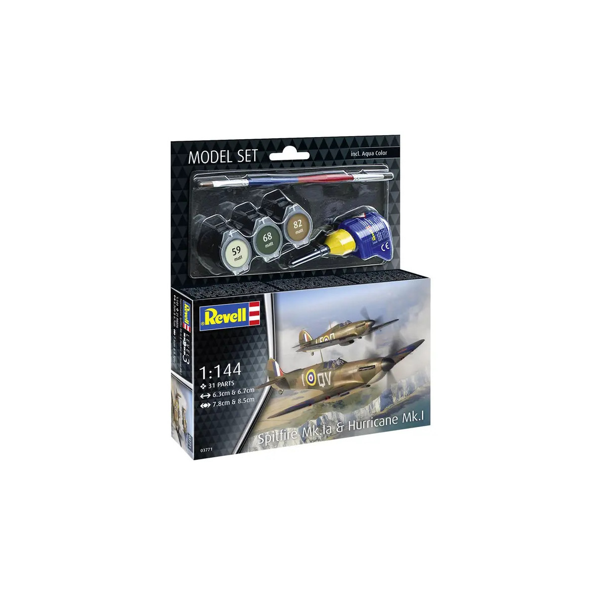 Model Set Spitfire Mk.Ia & Hurricane Mk.I, Revell Modellbausatz mit Basiszubehör
