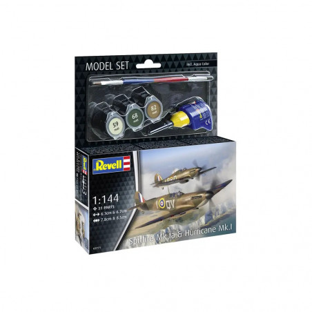 Model Set Spitfire Mk.Ia & Hurricane Mk.I, Revell Modellbausatz mit Basiszubehör