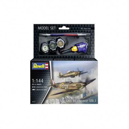 Model Set Spitfire Mk.Ia & Hurricane Mk.I, Revell Modellbausatz mit Basiszubehör
