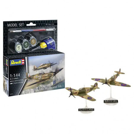 Model Set Spitfire Mk.Ia & Hurricane Mk.I, Revell Modellbausatz mit Basiszubehör