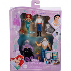 Disney Princess Arielle die Meerjungfrau-Geschichtenbuchset aus 4 kleinen Puppen, 2 Figuren und 1 Zubehörteil aus dem