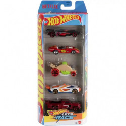 Hot Wheels Let’s Race 5er-Pack, Set aus 5 Die-Cast-Spielzeugrennautos im Maßstab 1:64 aus der Netflix-Serie