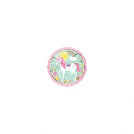 Standard Magical Unicorn Folienballon Rund Holographisch S55 verpackt 43 cm