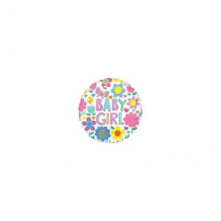 Standard Baby Girl Floral Butterfly Folienballon S40 verpack