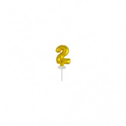 Micro Size Zahl 2 Gold Folienballon N6 verpackt