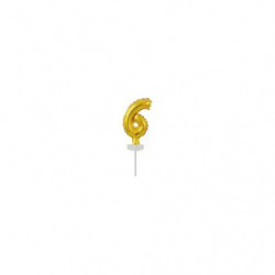 Micro Size Zahl 6 Gold Folienballon N6 verpackt
