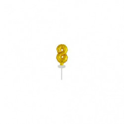 Micro Size Zahl 8 Gold Folienballon N6 verpackt