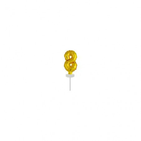 Micro Size Zahl 8 Gold Folienballon N6 verpackt