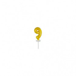 Micro Size Zahl 9 Gold Folienballon N6 verpackt
