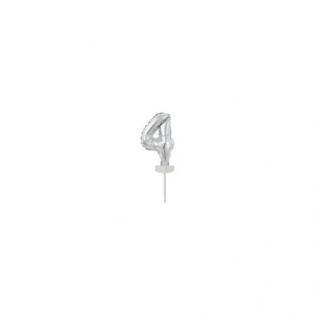 Micro Size Zahl 4 Silber Folienballon N6 verpackt