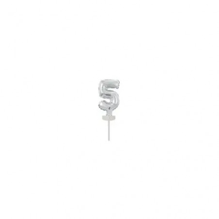 Micro Size Zahl 5 Silber Folienballon N6 verpackt