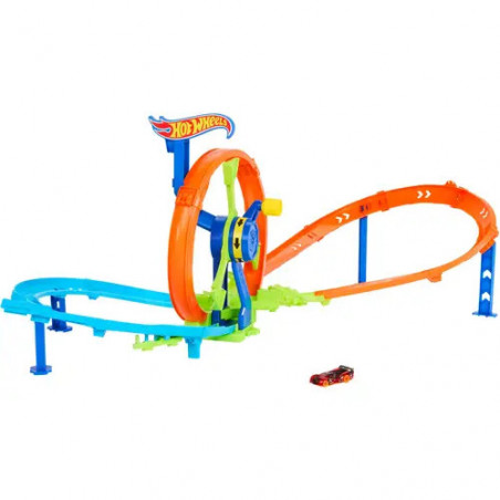 Hot Wheels Schnellstart- und Looping-Spielset mit Die-Cast-Spielzeugauto im Maßstab 1:64, Crash- und Streckenset Hot Wheels Schnellstart- und Looping-Spielset mit Die-Cast-Spielzeugauto im Maßstab 1:64, Crash- und Streckenset