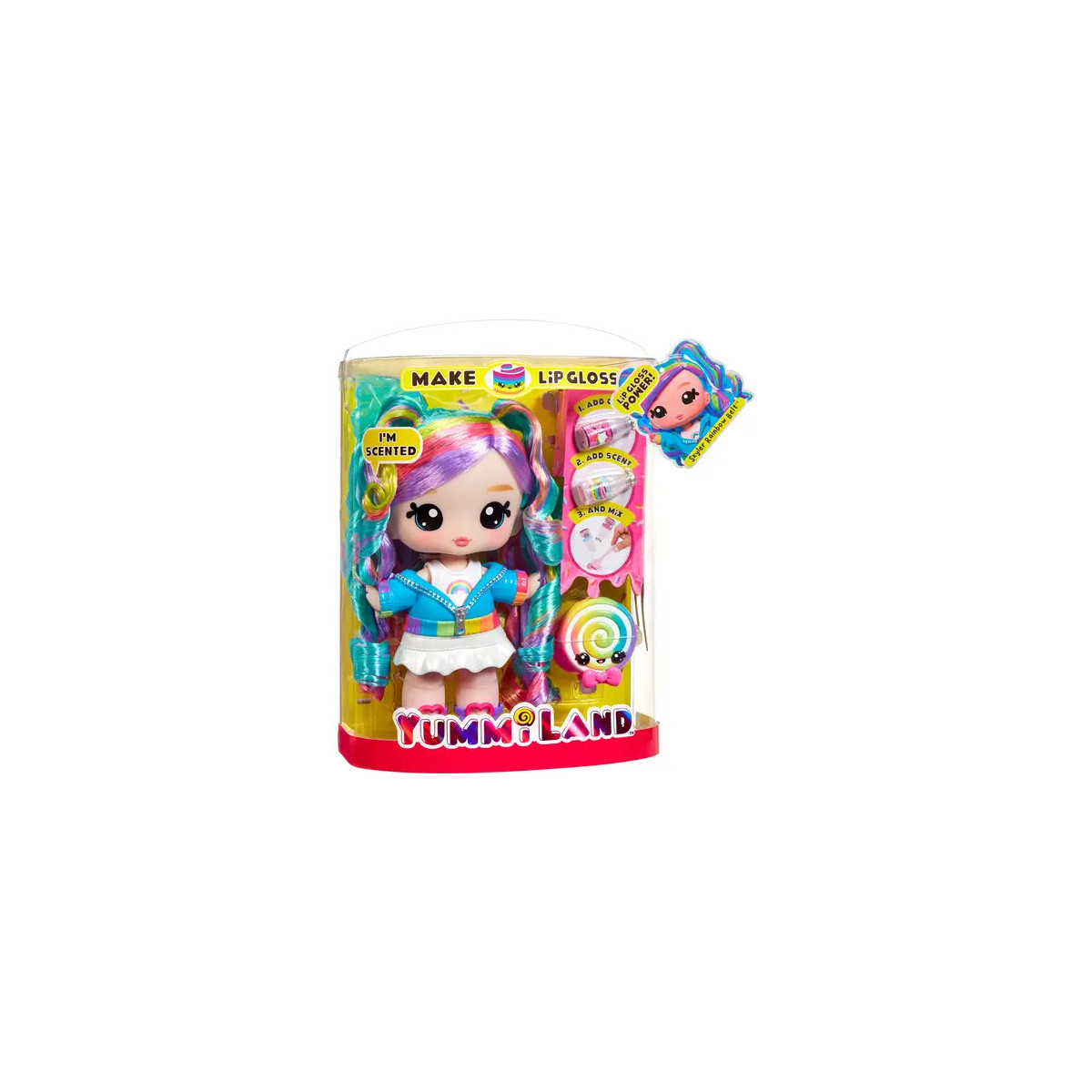 Yummiland Large Doll + Lipgloss Pet- Rainbow (Skyler Rainbow Belt)