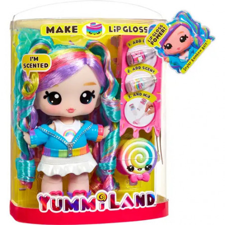 Yummiland Large Doll + Lipgloss Pet- Rainbow (Skyler Rainbow Belt)