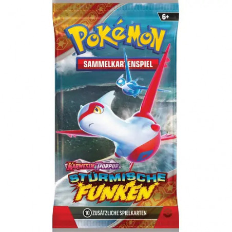Pokémon-Sammelkartenspiel: Boosterpack Karmesin   Purpur - Stürmische Funken