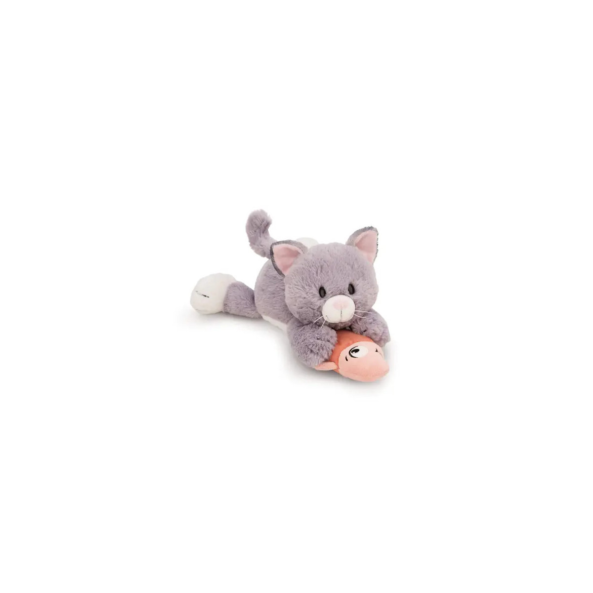 NICI - Kuscheltier Katze grau & Fisch 30cm liegend GREEN