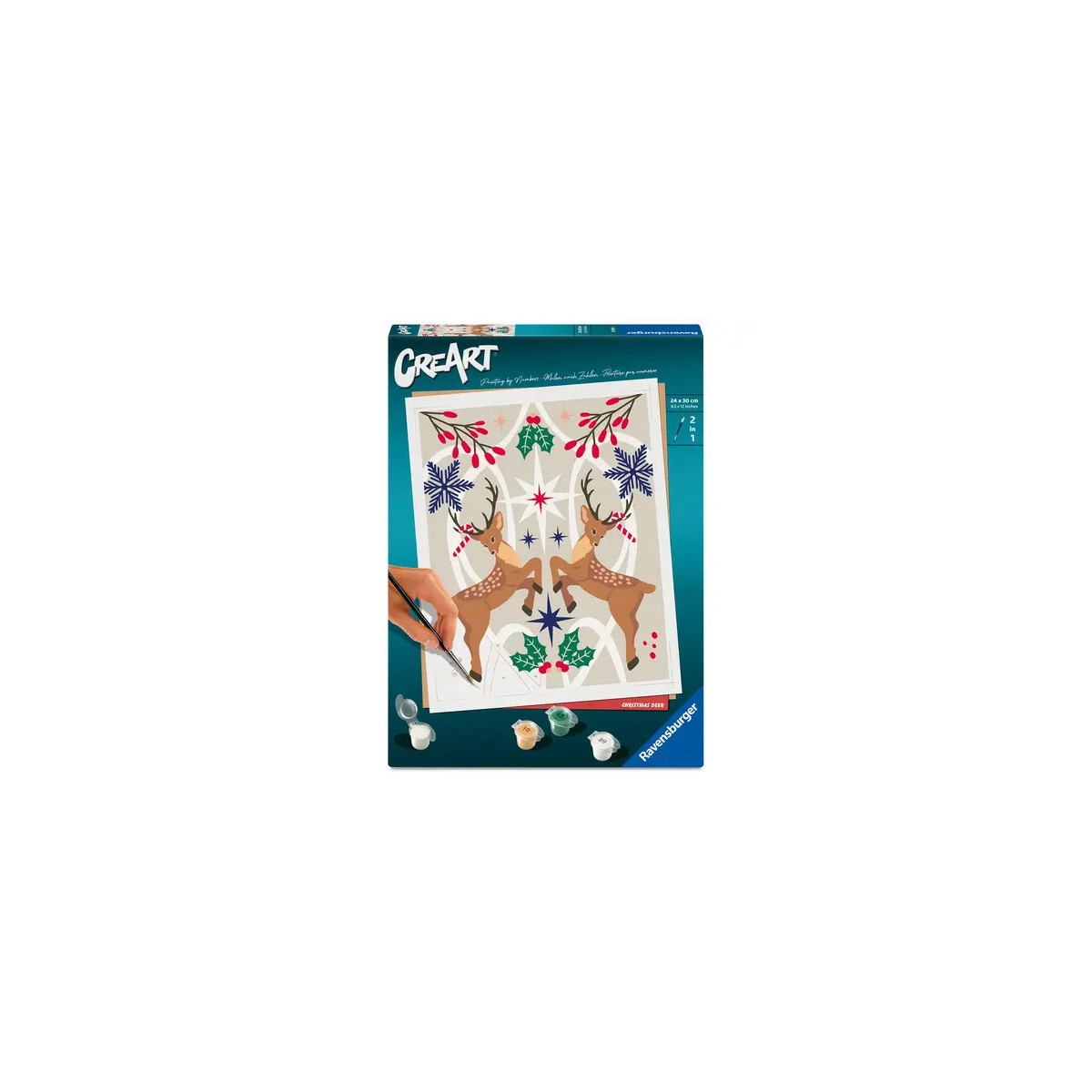 Ravensburger CreArt - Malen nach Zahlen 25895 - Weihnachtlicher Hirsch - ab 12 Jahren