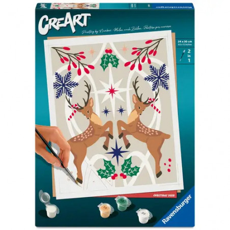 Ravensburger CreArt - Malen nach Zahlen 25895 - Weihnachtlicher Hirsch - ab 12 Jahren