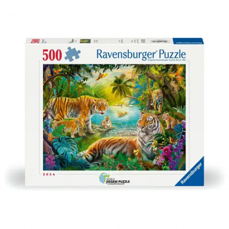 Ravensburger Puzzle 12001384 - Tiger Family in the Oasis - 500 Teile Puzzle für Erwachsene und Kinder ab 12 Jahren