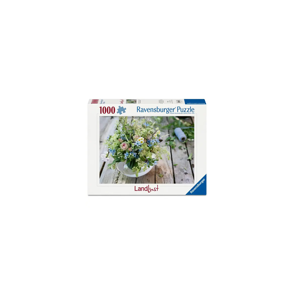 Ravensburger Puzzle 12001632 - Sommerlicher Wiesenstrauß mit Himmelblauem Südstern - 1000 Teile Landlust Puzzle für Ki