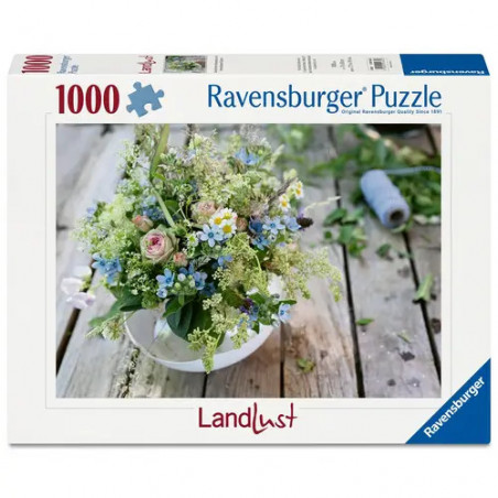 Ravensburger Puzzle 12001632 - Sommerlicher Wiesenstrauß mit Himmelblauem Südstern - 1000 Teile Landlust Puzzle für Ki