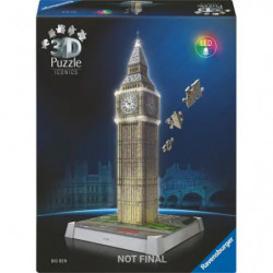 Ravensburger 3D Puzzle Iconics: 12008025 Big Ben - mit Licht - Das berühmte Wahrzeichen von London als detailgetreues