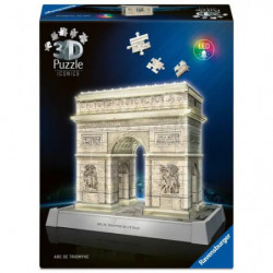 Ravensburger 3D Puzzle Iconics: 12008029 Triumphbogen Paris - mit Licht - Das berühmte Monument am Ende der Champs Ély