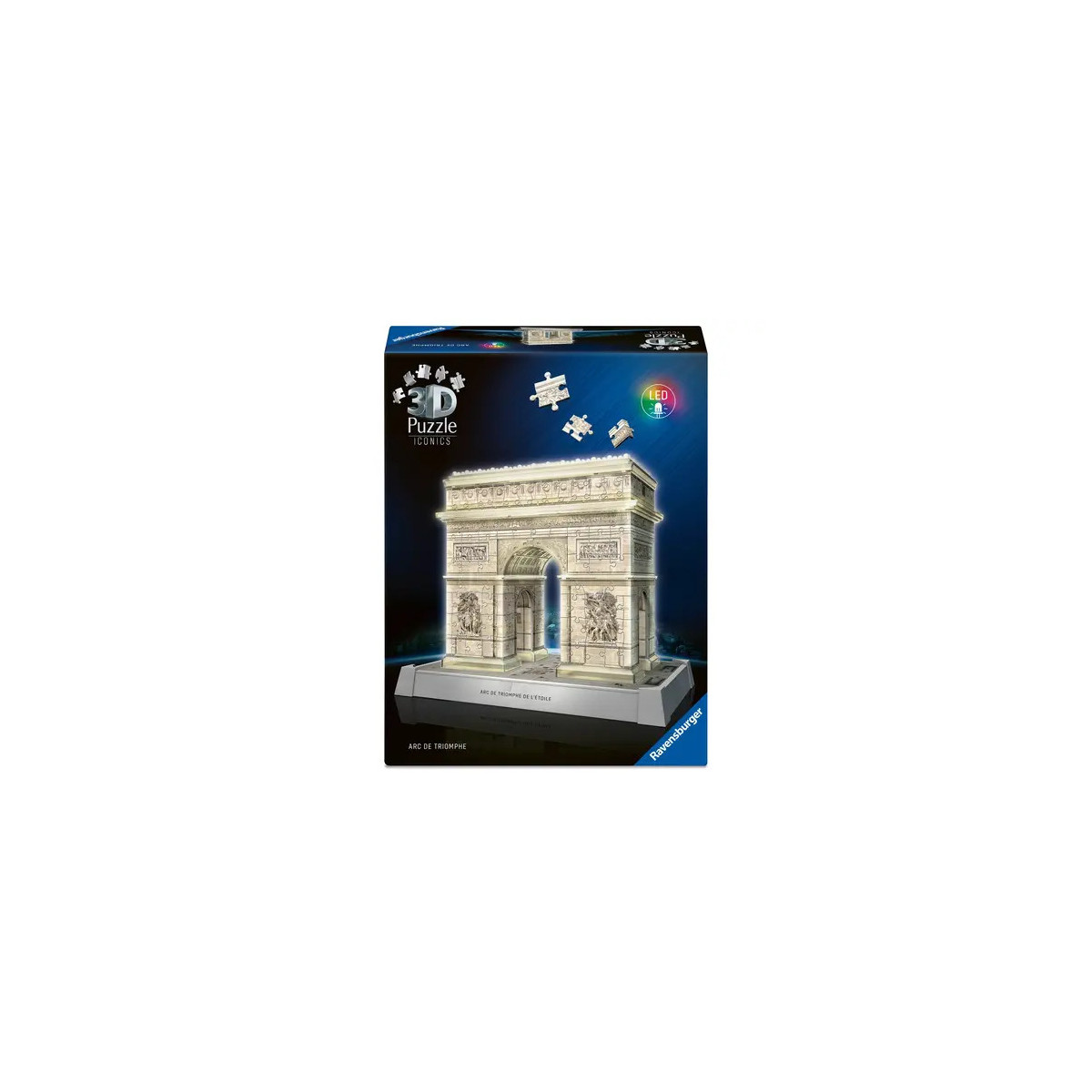 Ravensburger 3D Puzzle Iconics: 12008029 Triumphbogen Paris - mit Licht - Das berühmte Monument am Ende der Champs Ély