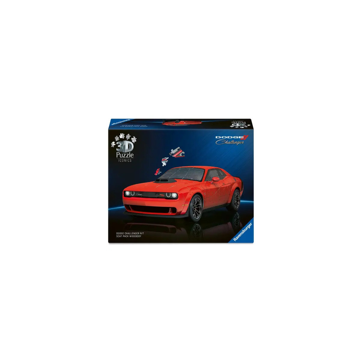 Ravensburger 3D Puzzle Iconics: 12008036 Dodge Challenger R/T Scat Pack Widebody - Muscle-Car Kraftpaket als detailget
