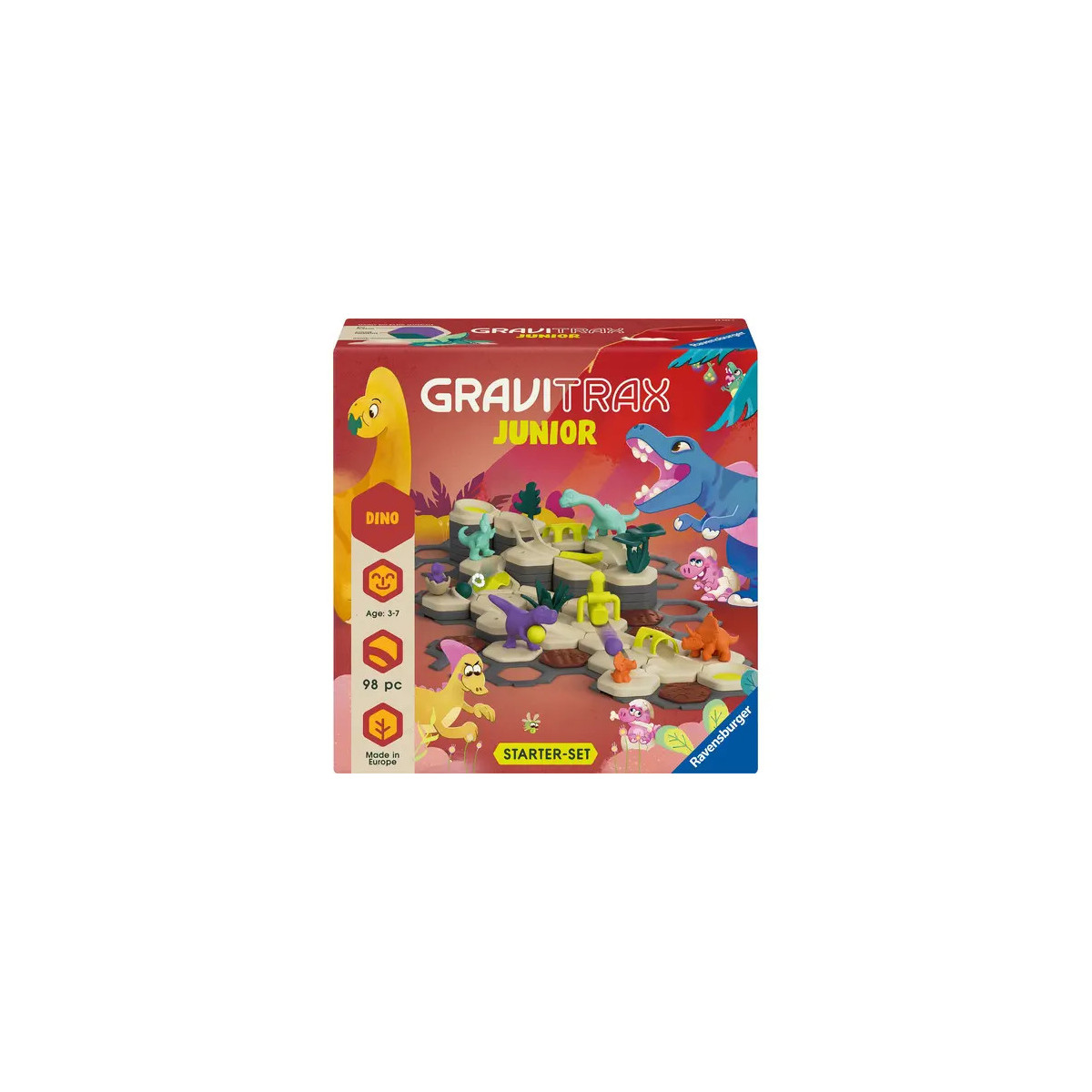 Ravensburger GraviTrax Junior Starter-Set L Dino24586 - Erweiterbare Kugelbahn für Kinder, Murmelbahn aus umweltfreund