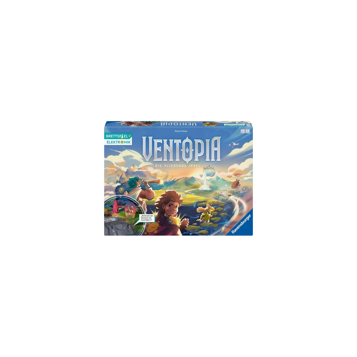 Ravensburger 24582 Ventopia - Die fliegende Insel, Brettspiel mit Elektronik für Kinder ab 7 Jahren für 1 bis 4 Spiele