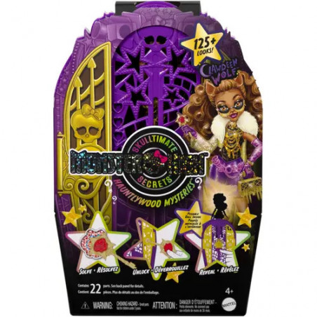 Monster High Skulltimate Secrets Hauntlywood-Mysteries-Spielset, Clawdeen Wolf Puppe mit mehr als 19 Überraschungen