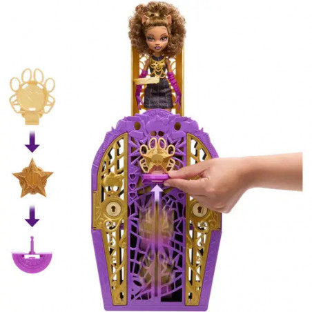 Monster High Skulltimate Secrets Hauntlywood-Mysteries-Spielset, Clawdeen Wolf Puppe mit mehr als 19 Überraschungen