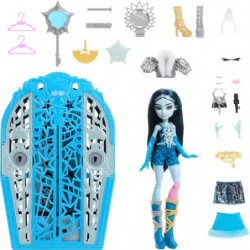 Monster High Skulltimate Secrets Hauntlywood-Mysteries-Spielset, Frankie-Stein-Puppe mit mehr als 19 Überraschungen