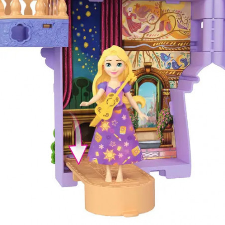 Mattel Disney Princess Rapunzel Storytime Stackers Puppenhaus mit kleiner Puppe, Pascal-Figur und 7 Zubehörteilen