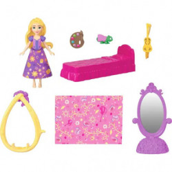 Mattel Disney Princess Rapunzel Storytime Stackers Puppenhaus mit kleiner Puppe, Pascal-Figur und 7 Zubehörteilen