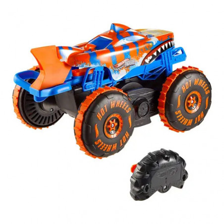 Hot Wheels Monster Trucks Tiger Shark Climber RC-Fahrzeug, batteriebetriebener Spielzeug-Truck mit Fernbedienung