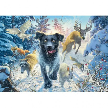 PU1000T.M.Frederickson Hundeliebe, schwarzer Labrador im Sch